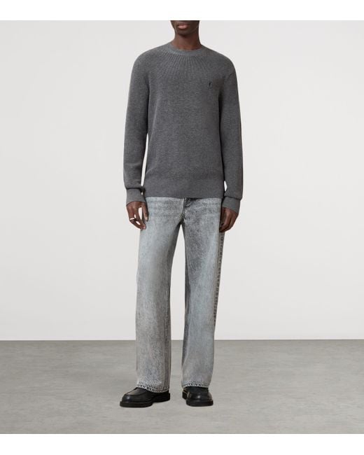 AllSaints Gray Organic Cotton-Wool Aspen Sweater
