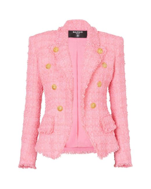 Balmain Pink Tweed Single-breasted Blazer