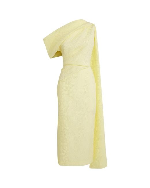 Roksanda Yellow Cloqué One-Shoulder Maite Midi Dress