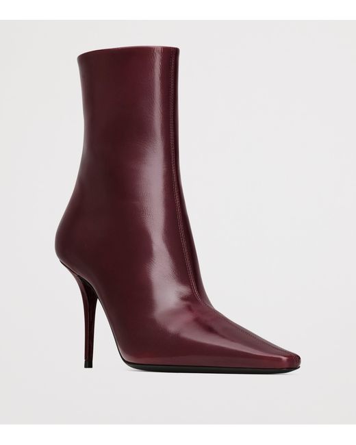 Saint Laurent Purple Leather Ashley Ankle Boots 90