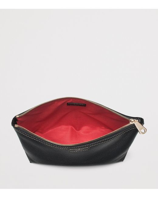 Aspinal Black Leather Hudson Toiletry Bag
