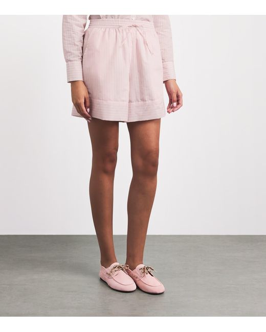 Claudie Pierlot Pink Cotton-Blend Pinstripe Shorts