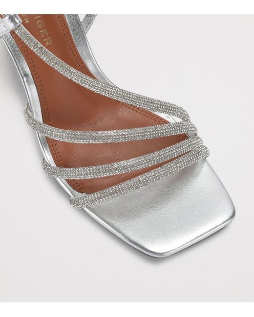 Kurt Geiger White Leather Embellished Annabel Heeled Sandals 80