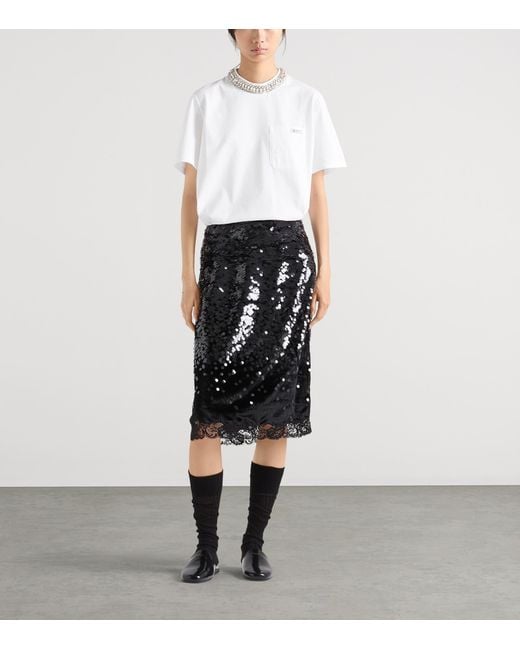 Prada White Cotton Embellished T-Shirt