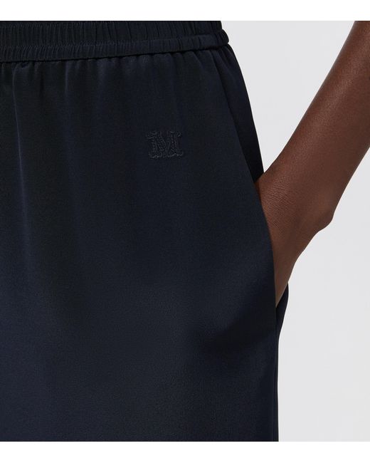Max Mara Blue Silk Wide-Leg Trousers