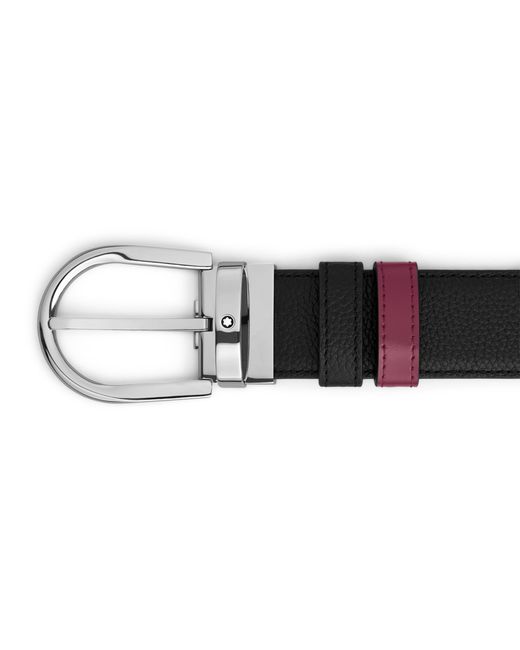 Montblanc Red Leather Horseshoe Reversible Belt for men