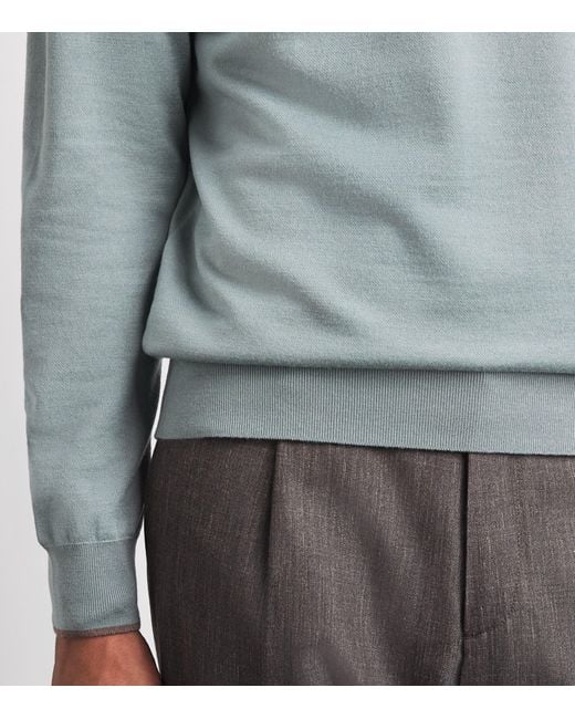 Paul & Shark Blue Virgin Wool-Silk Crew-Neck Sweater for men