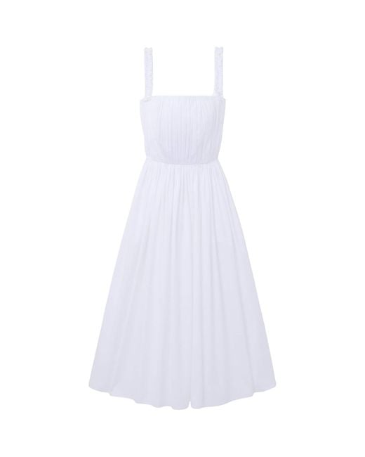 McQueen White Cotton Stripe Midi Dress