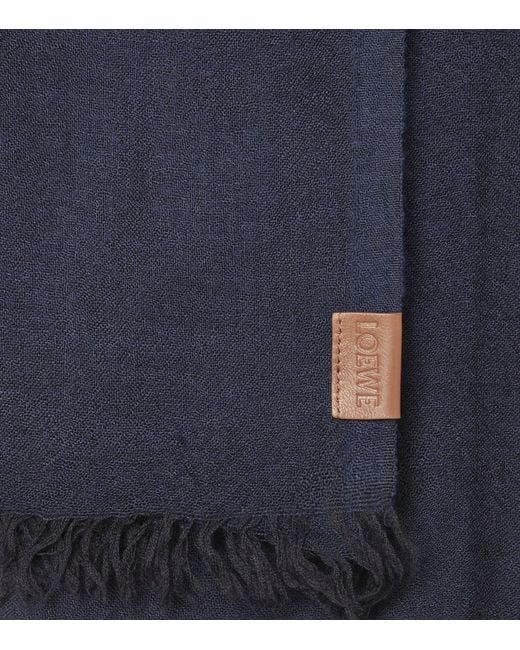 Loewe Blue Cashmere Logo Scarf