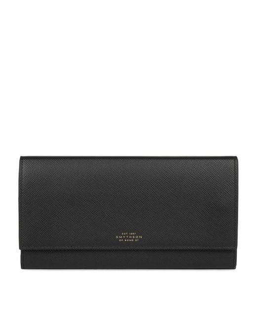 Smythson Black Leather Marshall Travel Wallet for men