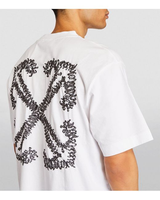 Off-White c/o Virgil Abloh White Embroidered Tattoo-arrows T-shirt for men