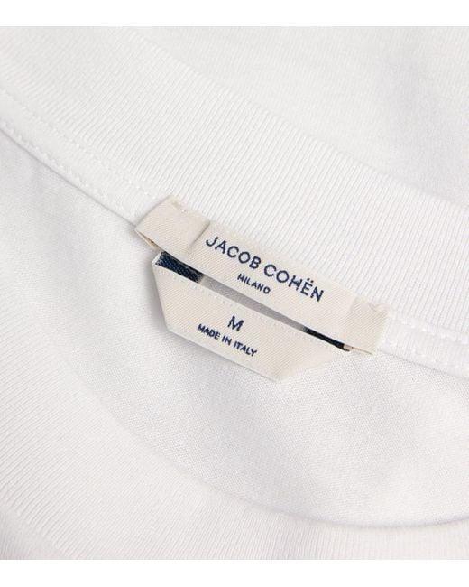 Jacob Cohen White Cotton Monogram T-Shirt for men