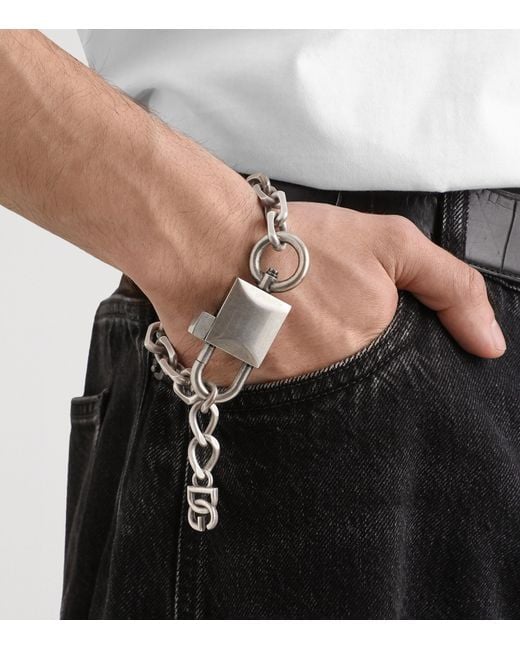 Dolce & Gabbana Metallic Chunky Padlock Bracelet for men