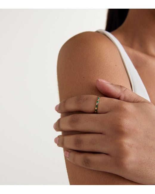 Astrid & Miyu Green And Emerald Baguette Ring