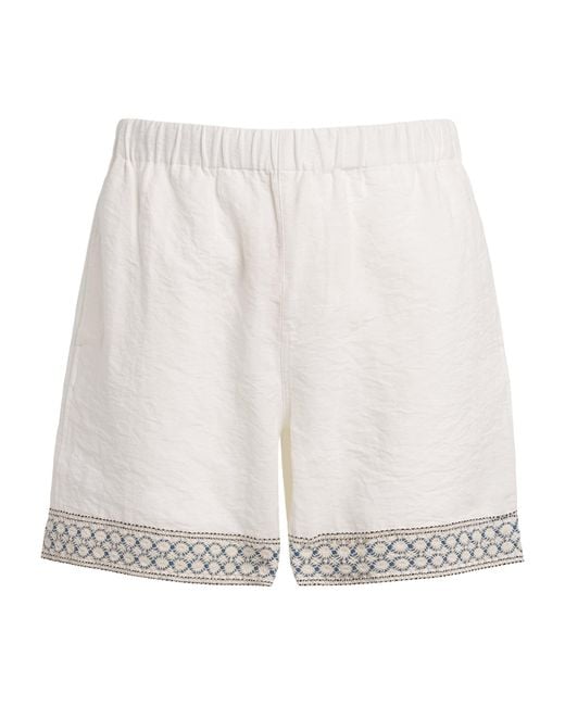 Commas White Crochet-Trim Shorts for men