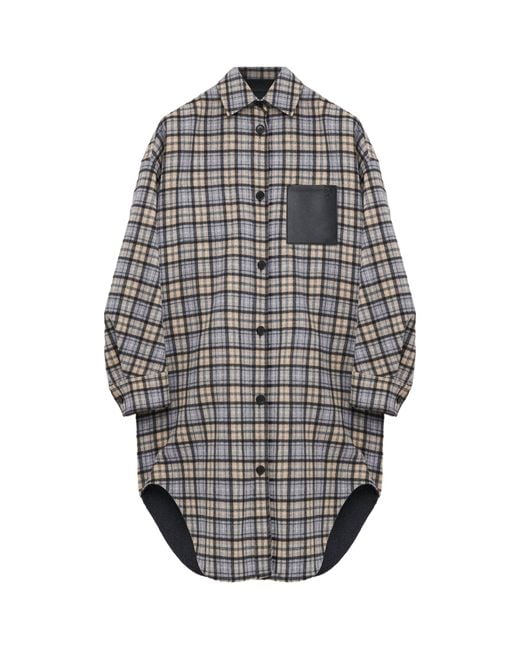 Loewe Gray Wool-Cashmere Check Coat