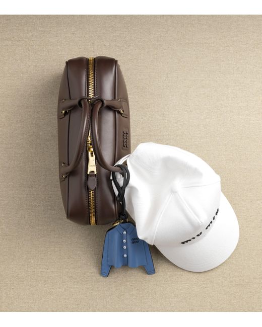 Miu Miu Blue Leather Shirt Keychain