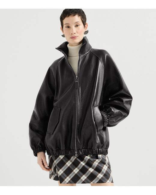 Brunello Cucinelli Black Nappa Leather Jacket for men