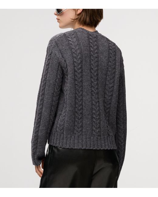 Loewe Gray Wool Cable-Knit Sweater