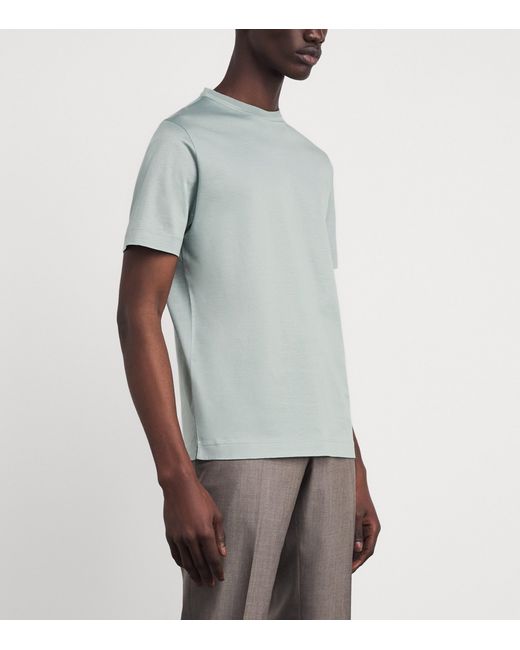 Canali Blue Cotton Double-Neck T-Shirt for men