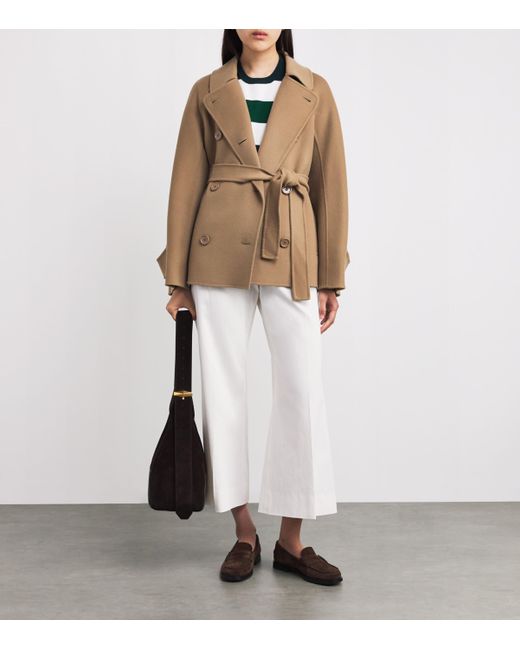 Max Mara Brown Wool Short Trench Coat