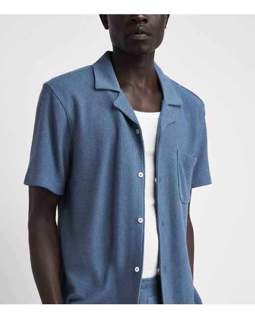 PAIGE Blue Bouclé Oliver Shirt for men