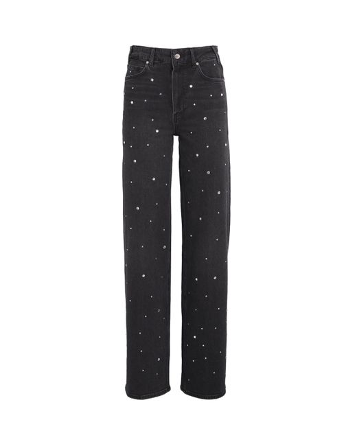PAIGE Black Embellished Sasha Wide-Leg Jeans