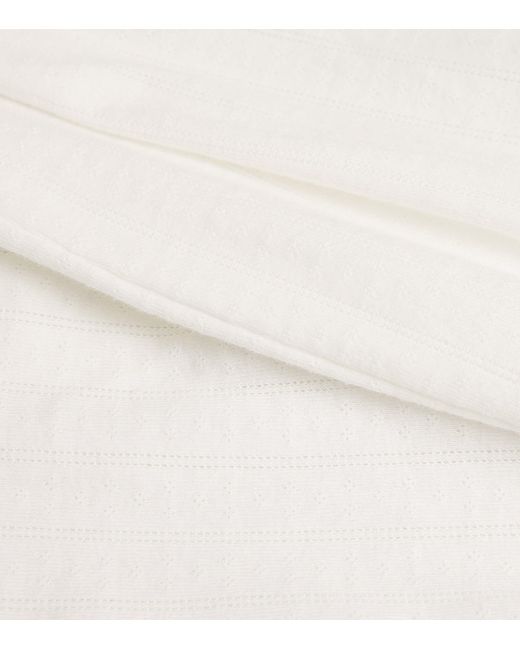 Leset White Cotton Pointelle Lounge Trousers