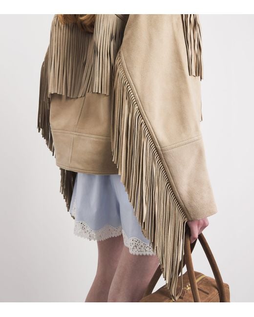 Sandro Natural Suede Fringed Jacket