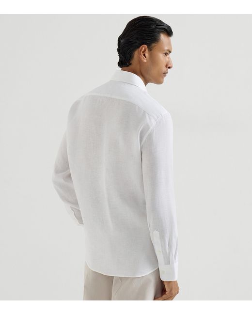 Brunello Cucinelli White Linen Shirt for men
