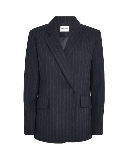 Claudie Pierlot Blue Wool Pinstripe Asymmetric Blazer