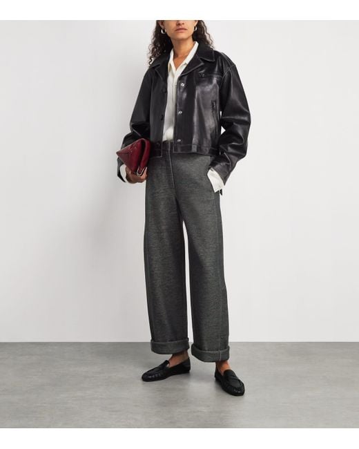 MAX&Co. Gray Wool-Blend Barrel Trousers