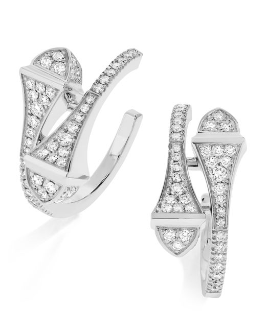 Marli New York Metallic Rose And Diamond Cleo Hoop Earrings