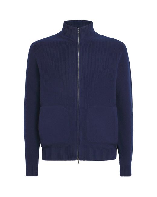 FIORONI CASHMERE Blue Cashmere Half-Zip Sweater for men