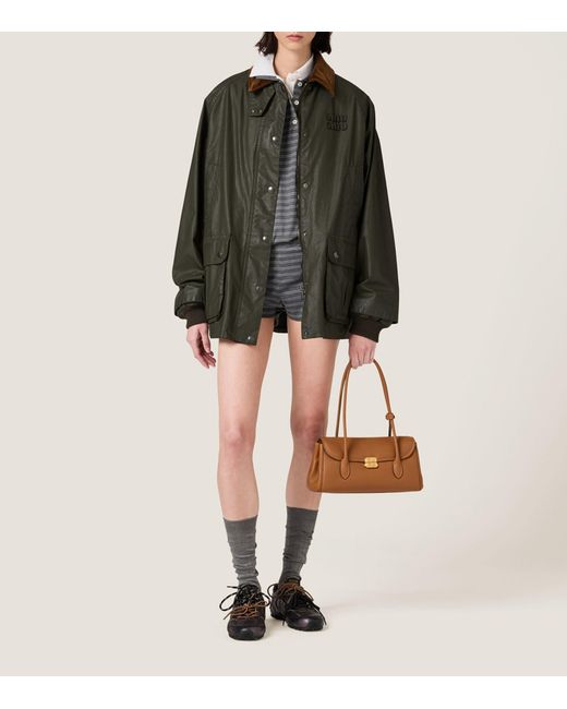 Miu Miu Black Coated Cotton Caban Jacket