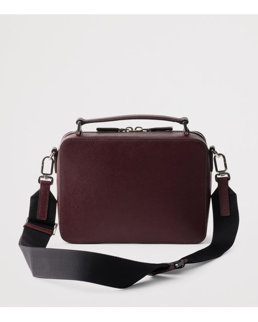 Prada Purple Medium Saffiano Leather Brique Cross-Body Bag for men
