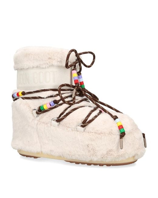 Moon Boot Natural Faux Fur Low Icon Boots