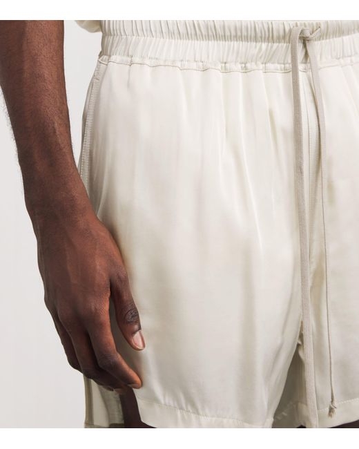 Rick Owens Natural Charmeuse Drawstring Shorts for men