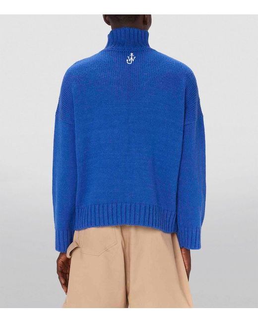 J.W. Anderson Blue Oversized Pocket-detail Rollneck Sweater for men