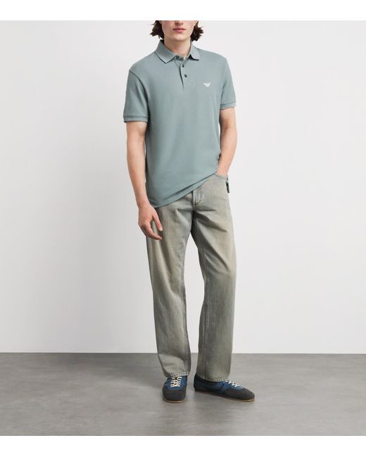 Emporio Armani Blue Cotton Polo Shirt for men
