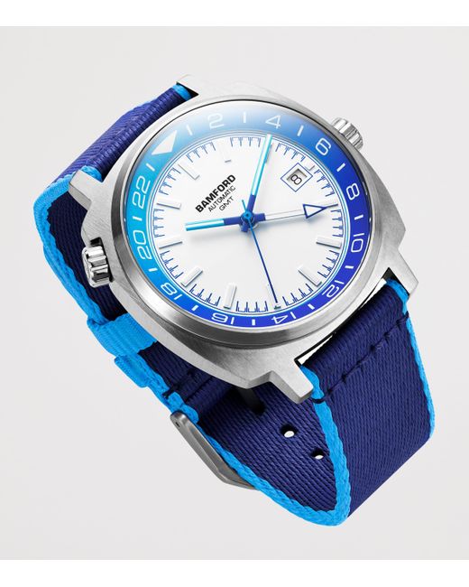 BAMFORD LONDON Blue Stainless Steel Gmt Summer +2 Watch for men