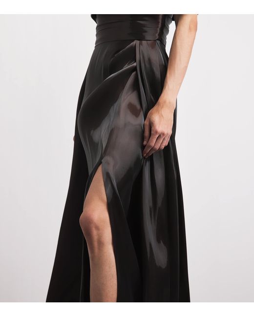 Pamella Roland Black Liquid Organza Gown