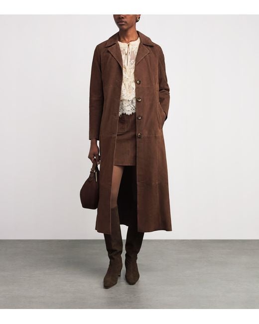 Rixo Brown Suede Astraea Coat