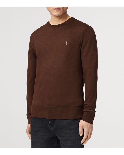 AllSaints Brown Merino Wool Mode Sweater for men