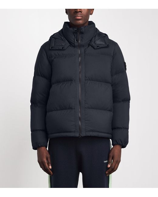 Stone Island Blue Ripstop Down-Padded Coat for men