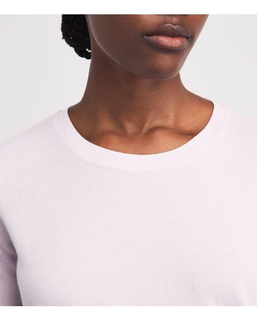 L'Agence Pink Organic Cotton Stormy Cropped T-Shirt