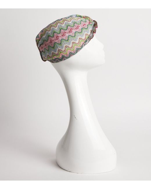 Missoni White Zigzag Front-Twist Head Wrap