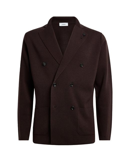 Lardini Brown Virgin Wool Double-Breasted Cardigan for men