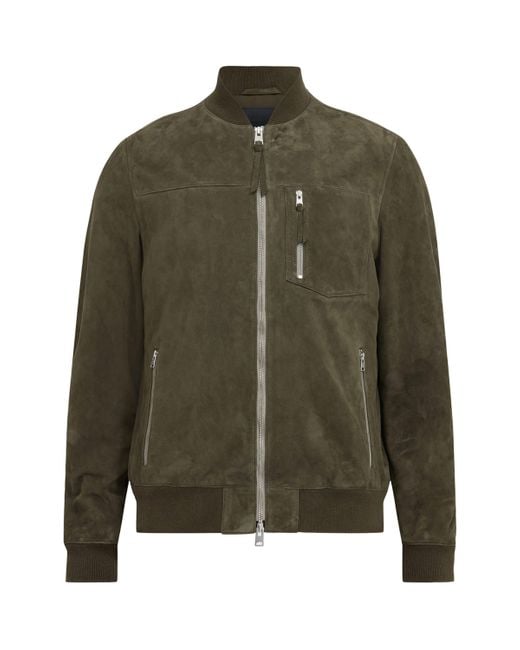 AllSaints Green Suede Kairo Bomber Jacket for men