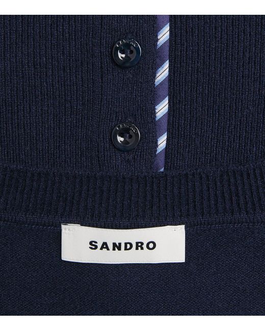 Sandro Blue Wool-Cashmere Tank Top